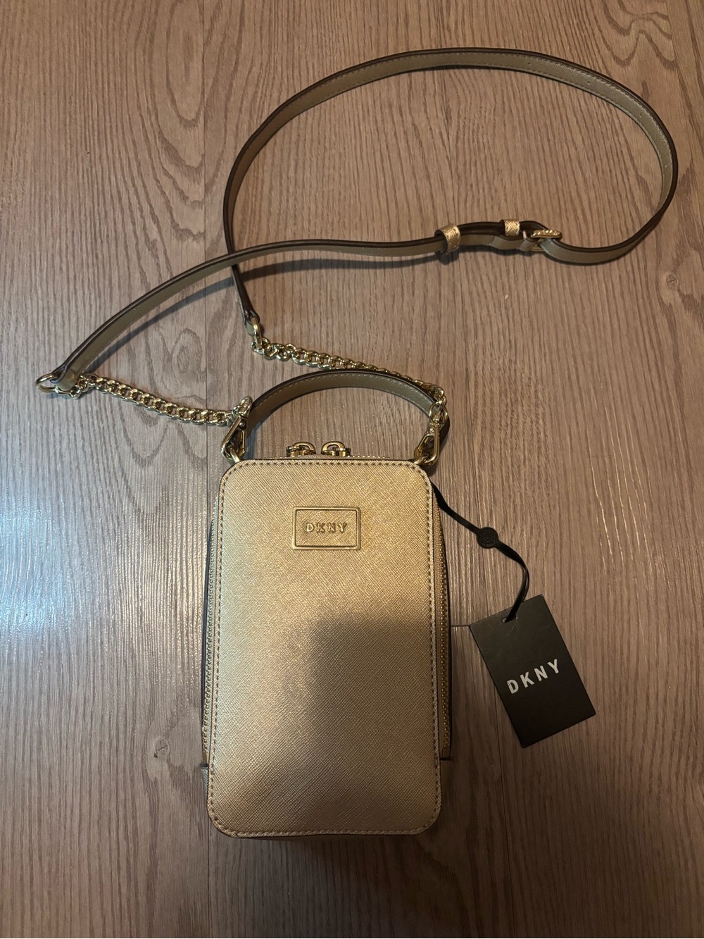 DKNY Steffy gold phone crossbody